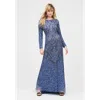 Maryisa Embellished Sequin Beaded Foral A Line Maxi In Turk Blue