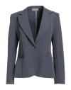 Maryley Woman Blazer Lead Size 12 Polyester, Elastane In Gray