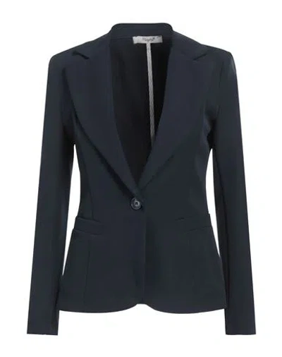 Maryley Woman Blazer Midnight Blue Size 4 Polyester, Elastane In Blue