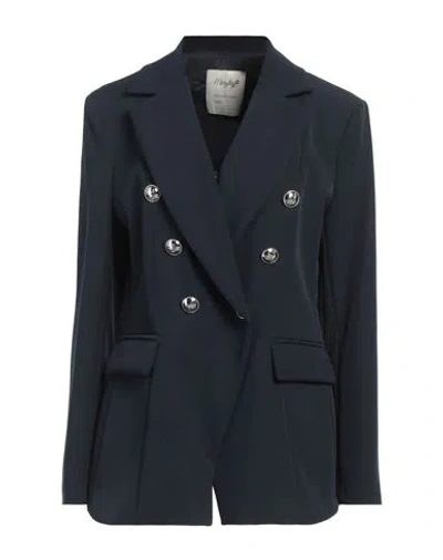 Maryley Woman Blazer Midnight Blue Size 12 Polyester, Elastane In Blue
