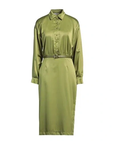 Maryley Woman Midi Dress Lime Green Size 8 Polyester