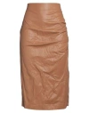 Maryley Woman Midi Skirt Tan Size 8 Polyurethane In Brown
