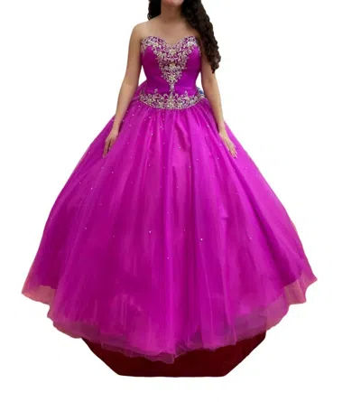 Mary's Bridal Beaded Off-the-shoulder Quinceañera Gown In Passion/multi In Purple