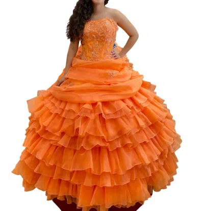 Mary's Bridal Beaded Quinceañera Full Skirt Dress In Sunset In Orange