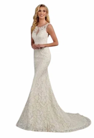 Mary's Bridal Fitted High Neck Wedding Dress In Ivory In White