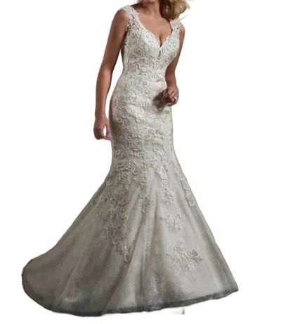 Mary's Bridal Low Back Mermaid Dress In Shell In Silver