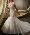 Mary's Bridal Mermaid Crystal Beaded Dress In Ivory In Multi