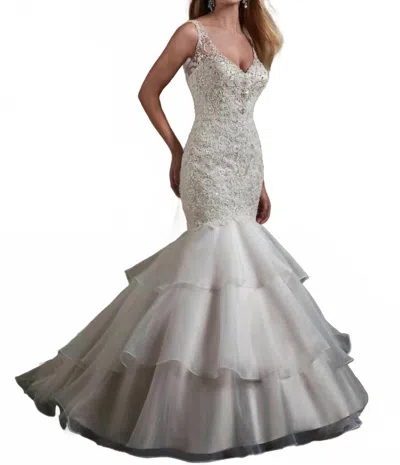 Mary's Bridal Mermaid Crystal Beaded Dress In Ivory In White