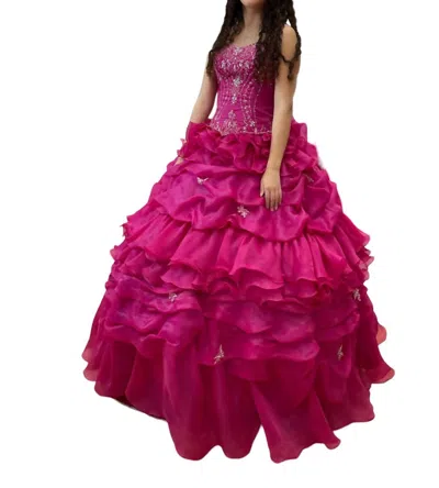 Mary's Bridal Kids' Off Shoulder Quinceañera Dress In Fuchsia In Pink