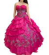Mary's Bridal Quinceañera Off Shoulder Dress In Fuchsia/multi In Multi