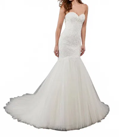 Mary's Bridal Strapless Sweetheart Wedding Gown In White In Beige