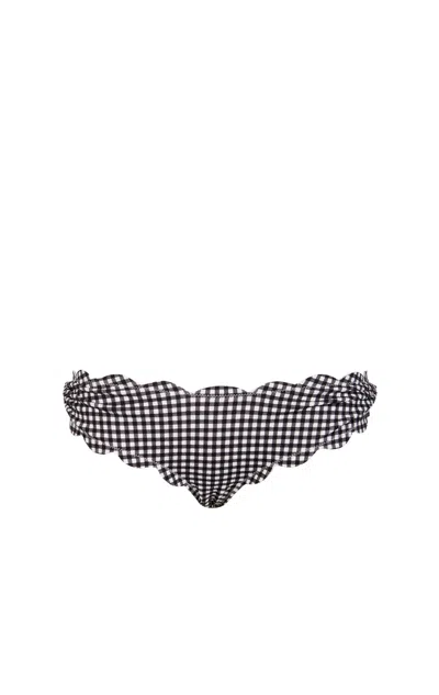 Marysia Antibes Flower Bikini Bottom Black Gingham In Multi