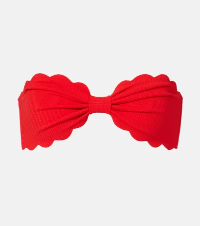 Marysia Antibes Scalloped Bandeau Bikini Top In Red