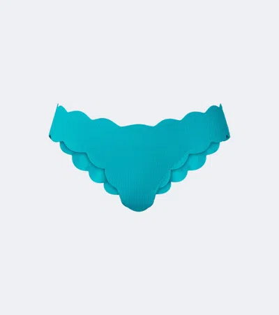 Marysia Antibes Scalloped Bikini Bottoms In Blue