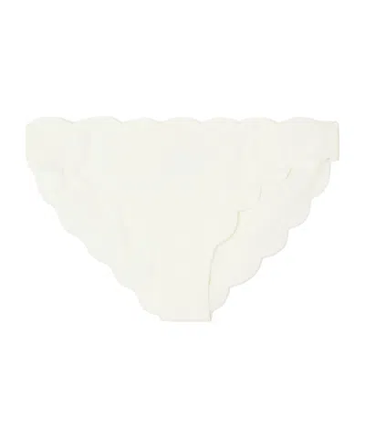 Marysia Antibes Scalloped Recycled-seersucker Bikini Briefs In White