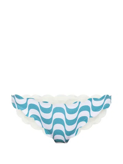 Marysia Antibes Scalloped-edge Bikini Bottoms In Blue