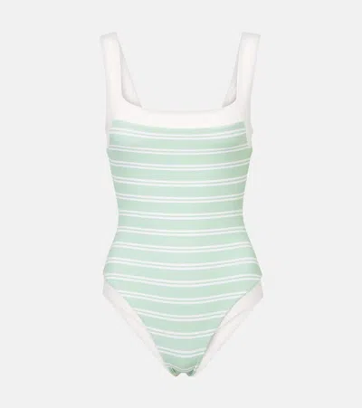 Marysia Bianco Striped Swimsuit In Green