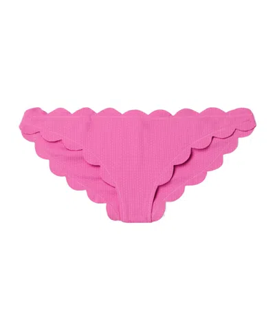Marysia Antibes Scalloped Seersucker Bikini Briefs In Pink