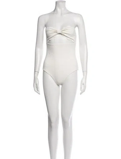 Pre-owned Marysia Bow Accents One-piece In White