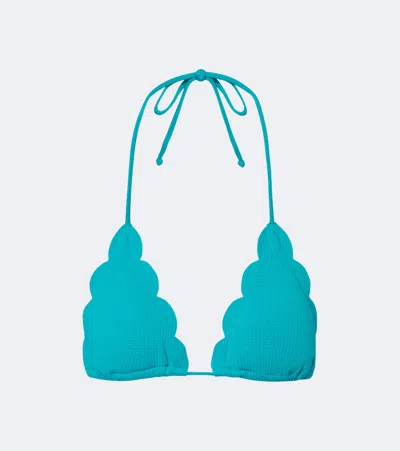 Marysia Broadway Scalloped Bikini Top In Blue