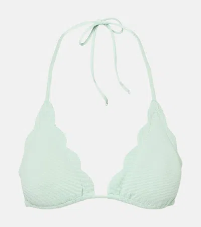 Marysia Broadway Scallop-edge Bikini Top In Blue