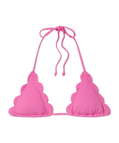 Marysia Broadway Seersucker Triangle Bikini Top In Pink