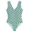 Marysia Bumby Bumby Charleston Polka-dot Scalloped Swimsuit In Green