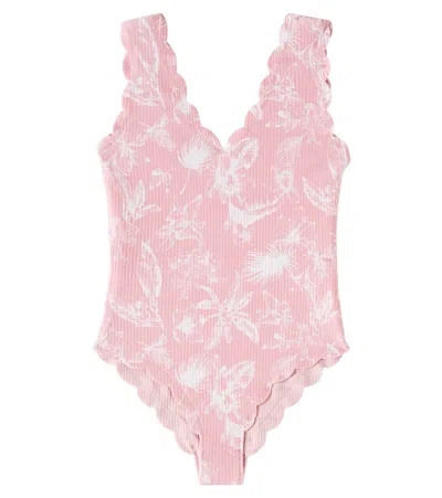 Marysia Bumby Kids' Charleston Floral Scalloped Swimsuit In Calm Floral Print