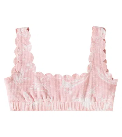 Marysia Bumby Kids' Palm Springs Floral Bikini Top In Pink