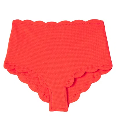 Marysia Bumby Kids' Santa Monica Scalloped Bikini Bottoms In Red