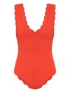 Marysia Charleston Scalloped Seersucker Swimsuit In Red