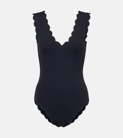 Marysia Charleston Scalloped Reversible Swimsuit In Black