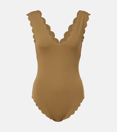 Marysia Charleston Scalloped Swimsuit In Brown