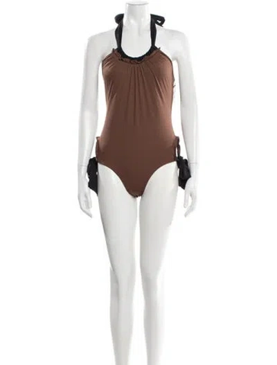 Pre-owned Marysia Colorblock Pattern One-piece In Brown
