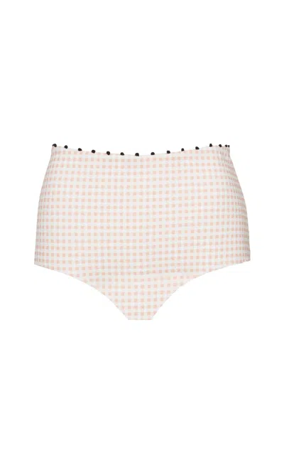 Marysia Corsica Bikini Bottom Midi Lemonade Gingham In White