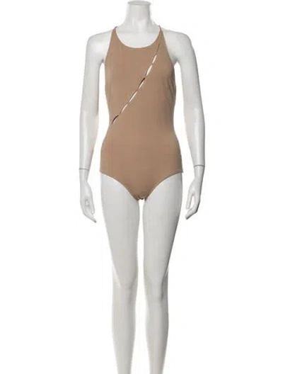 Pre-owned Marysia Cutout Accent One-piece In Neutral