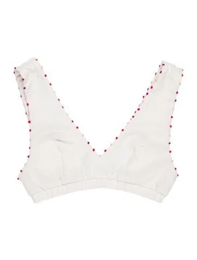 Pre-owned Marysia Embroidered Accent Top In White