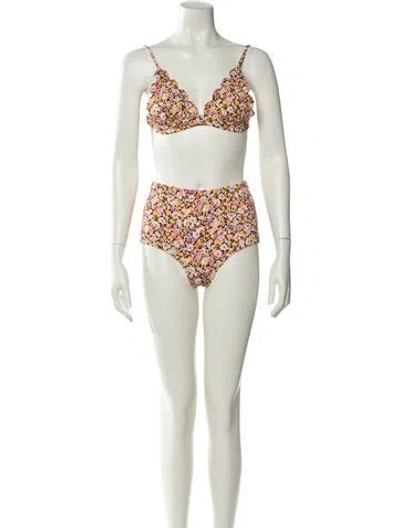 Pre-owned Marysia Floral Print Bikini In Neutral