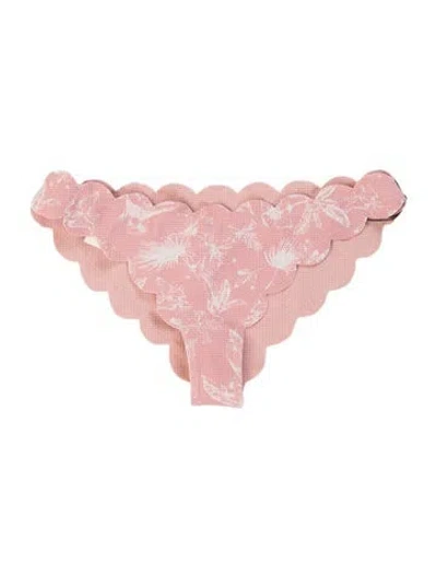 Pre-owned Marysia Floral Print Scalloped Accent Bottoms W/ Tags In Pink