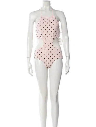 Pre-owned Marysia Floral Print Scalloped Accent One-piece W/ Tags In Pink