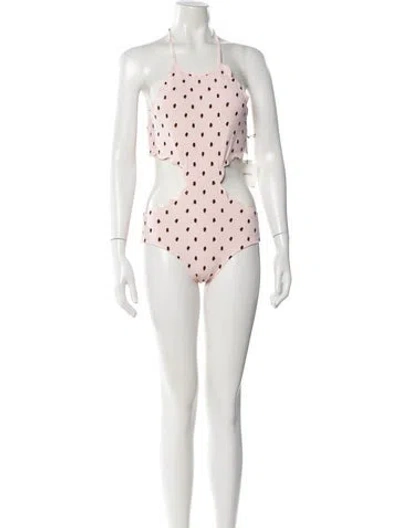 Pre-owned Marysia Floral Print Scalloped Accent One-piece W/ Tags In Pink