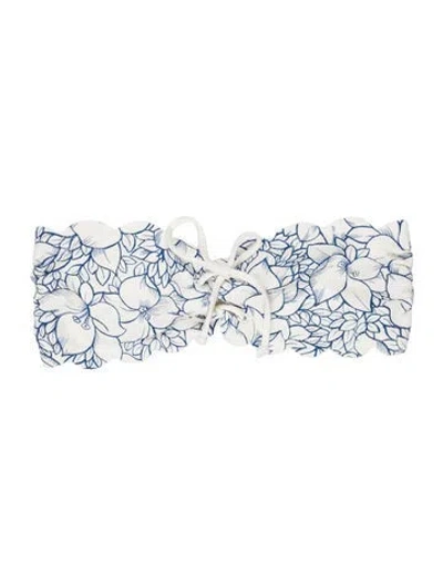 Pre-owned Marysia Floral Print Scalloped Accent Top In Blue