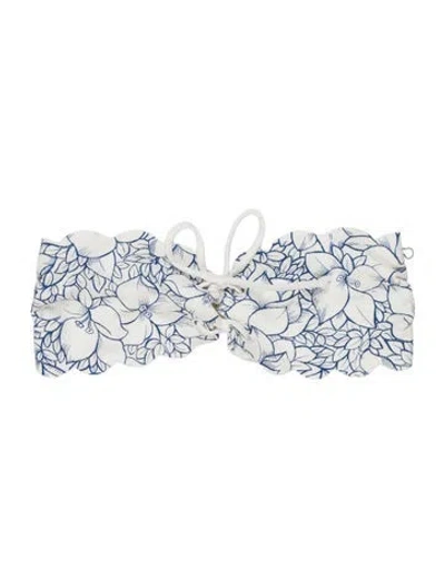 Pre-owned Marysia Floral Print Scalloped Accent Top W/ Tags In Multi