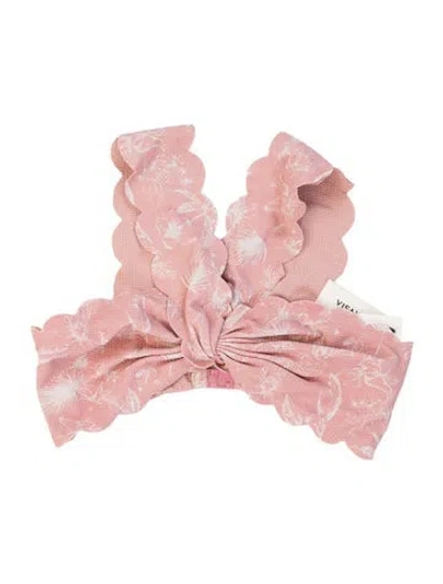 Pre-owned Marysia Floral Print Scalloped Accent Top W/ Tags In Pink