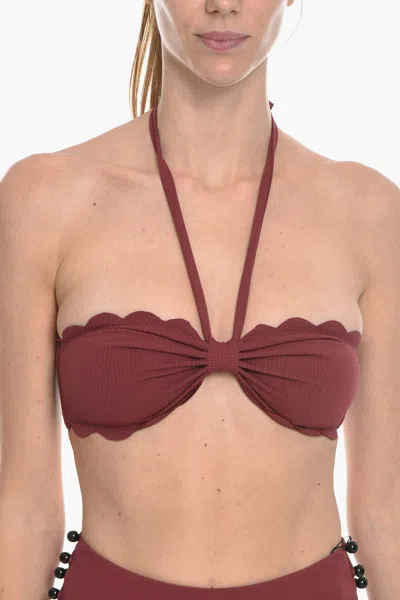 Marysia Halterneck Chesapeake Bikini Top With Scalloped Edge Xs Standard Size In White