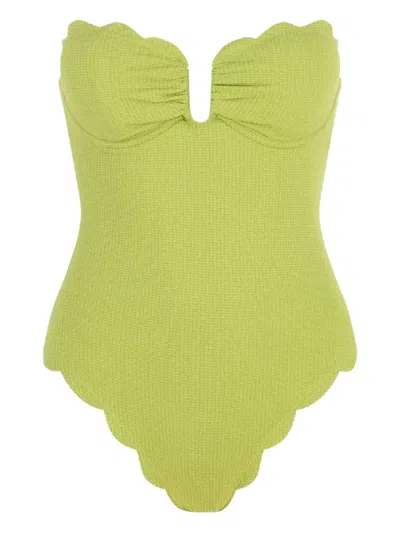 Marysia Lisbon Scalloped-hem Swimsuit In Yellow