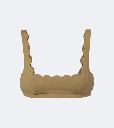 Marysia Mini Palm Springs Scalloped Bikini Top In Beige