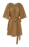 Marysia Moonstone Swiss-dot Cotton Tunic Dress In Brown