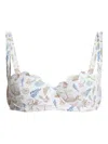 Marysia North Scallop-edge Cameo-print Bikini Top In White