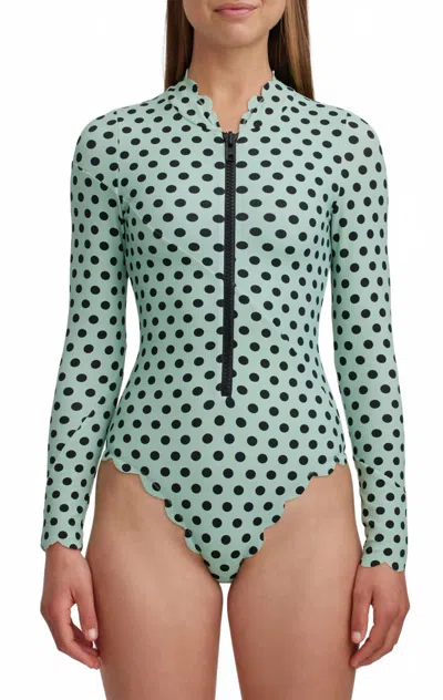 Marysia North Sea Rashguard Swimwear In Mint Small Dot In Green